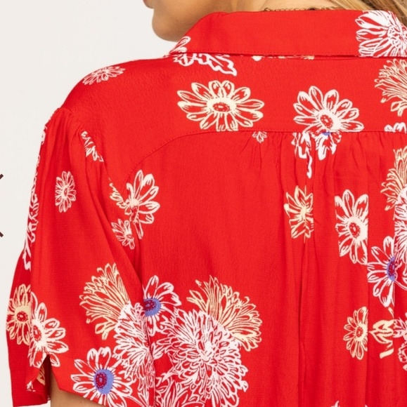 NWT Free People Red Floral Print Mini Dress - Picture 4 of 8